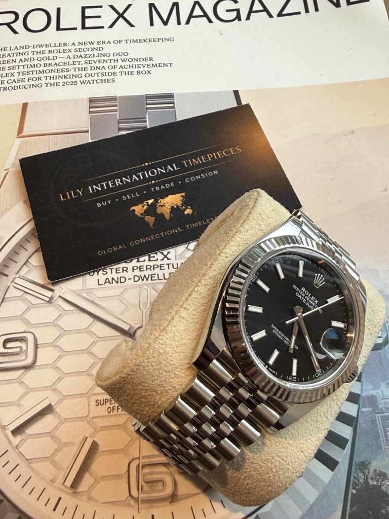Rolex Datejust 41 black dial with fluted bezel and Jubilee bracelet
